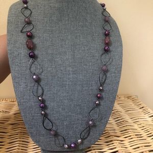 Premier Designs Long Necklace w Purple Beads